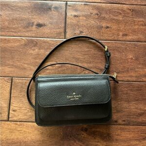 kate spade Black Pebbled Leather Crossbody with Gold Hardware